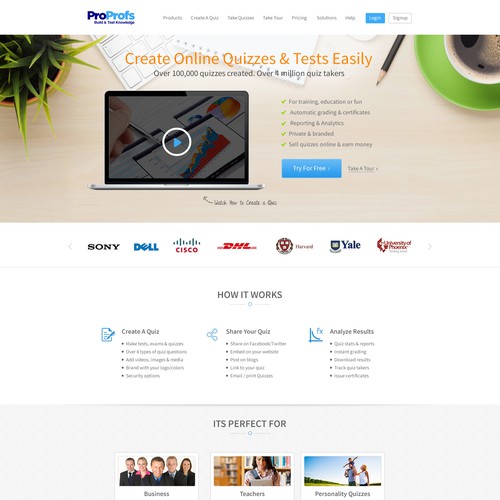 Quiz design with the title 'Fresh New Landing Page (Redesign Project)'