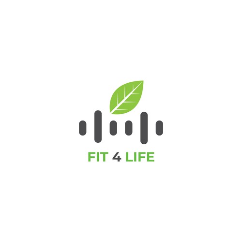 Dumbbell logo with the title 'Full of life logo concept for Fit4Life.'
