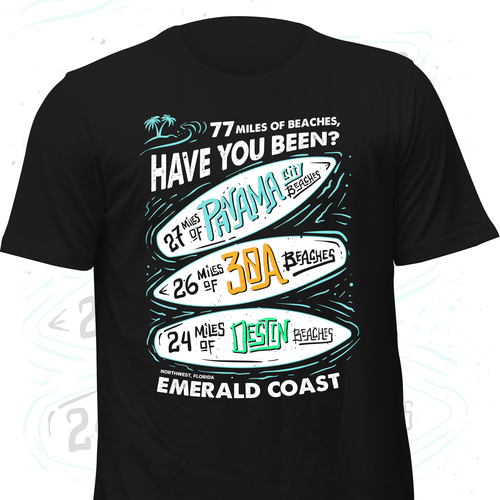 Surfing t-shirt with the title 'EMERALD COAST SHIRT DESIGN'