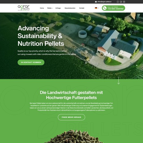 Agriculture website with the title 'Agrar Pellets'