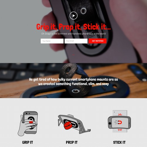 Accessories design with the title 'Oh Snap Landing Page'