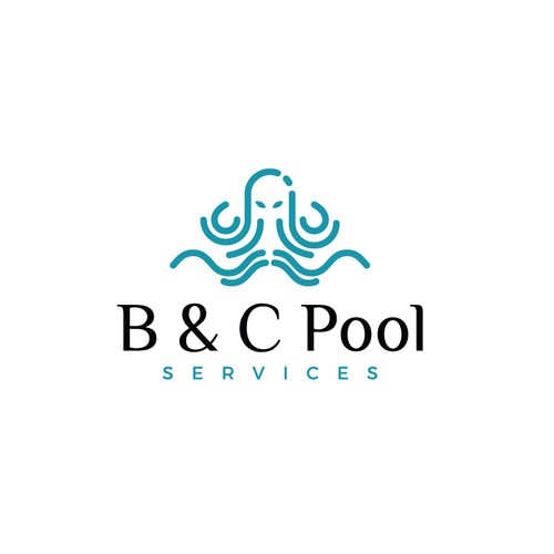 Pool logo with the title 'Mascot type logo with a kraken'