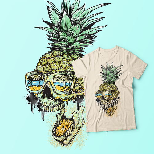 Beach t-shirt with the title 'Pineapple Skull '