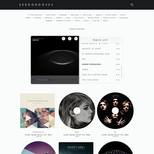 Music website with the title 'Music Blog'