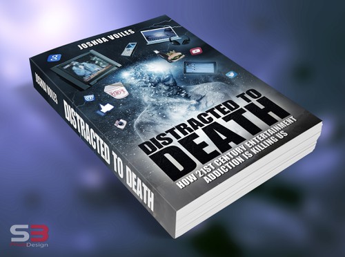 Technology book cover with the title 'Design a Eye-Catching Book Cover for "Distracted to Death"'