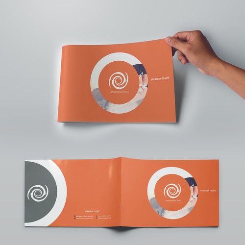 Gray and blue design with the title 'Acceleration Point Brochure'