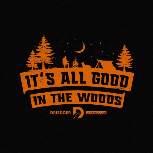 Camping design with the title 'In the Woods '