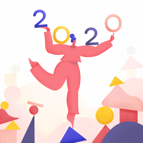 Geometric artwork with the title 'Motivational poster for 2020'