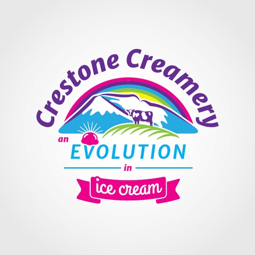 Rainbow logo with the title 'Logo concept for ice cream'
