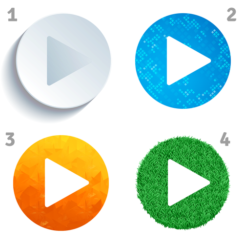 Digital illustration with the title 'Future of StoryTelling Flex Play Button Logo Set'