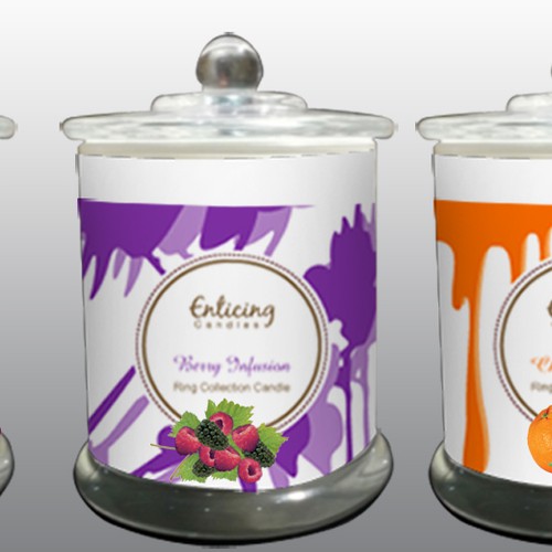 Candle label with the title 'Enticing Candles'