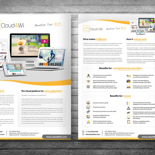 Handout design with the title 'Design a capturing Solution Brief for Cloud4Wi'