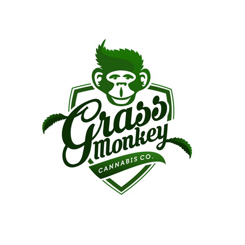 Hemp logo with the title 'Grass Monkey Cannabis Company Logo Design'