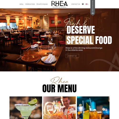 Hotel website with the title 'Rhea Restaurant web design'
