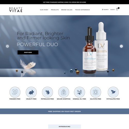 Beauty product website with the title 'Beauty Online Store'