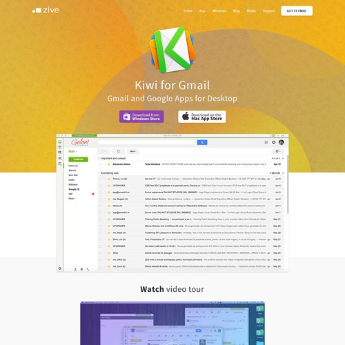 Header design with the title 'Kiwi for Gmail header'