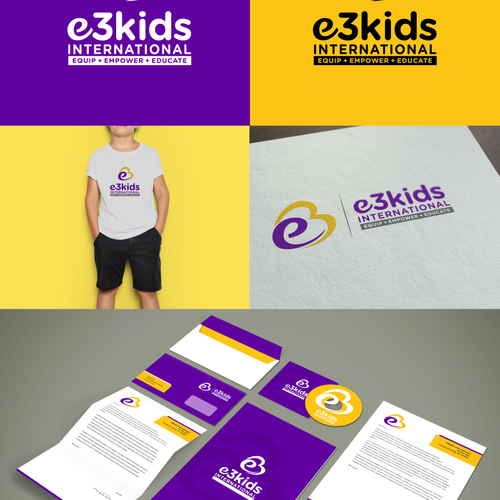 Number 3 logo with the title 'E3kids international logo'