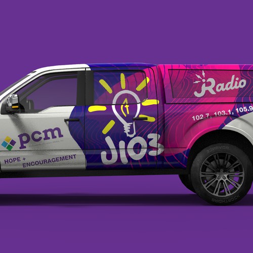 Radio station design with the title 'Car wrap - radio company'
