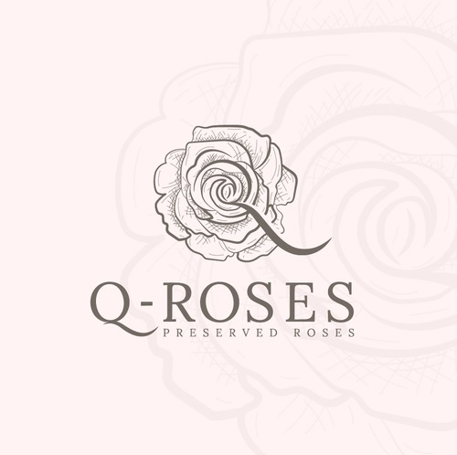 Q design with the title 'I made this Q-Roses logo design for a Floral Company.'