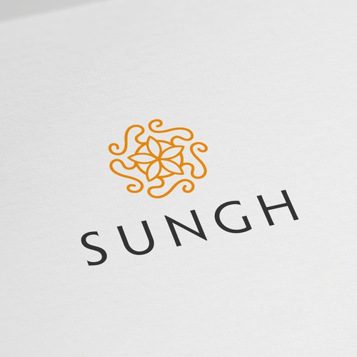 Yellow logo with the title 'sun+flower   simple and light concept'