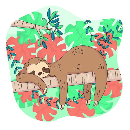 Sloth design with the title 'Sloth Illustration'