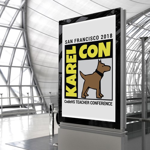 Programming design with the title 'Karel Con Logo/Signage'