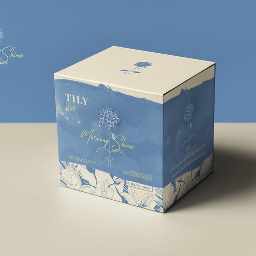 Tea packaging with the title 'box design for a tea company'