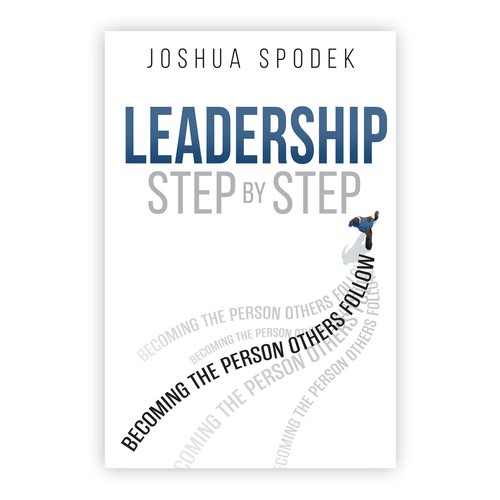 Red and gray design with the title 'Cover design about leadership'