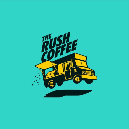 Flying design with the title 'fun logo for The Rush Coffee foodtruck'