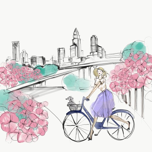 Floral t-shirt with the title 'Fashion digital watercolor illustration'