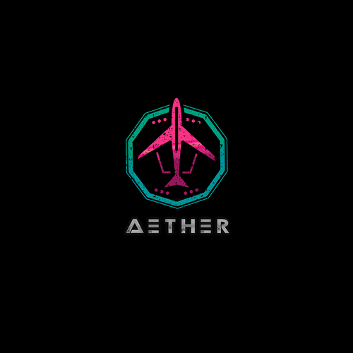 App logo with the title 'Futuristic logo concept for Aether'