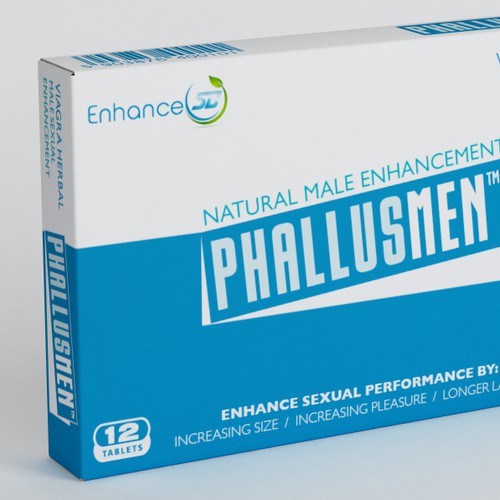 3D rendering design with the title 'Packaging for all-natural male enhancement pill, Enhance SD'