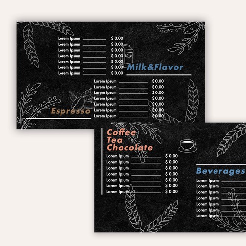 Chalkboard design with the title 'overhead menu'