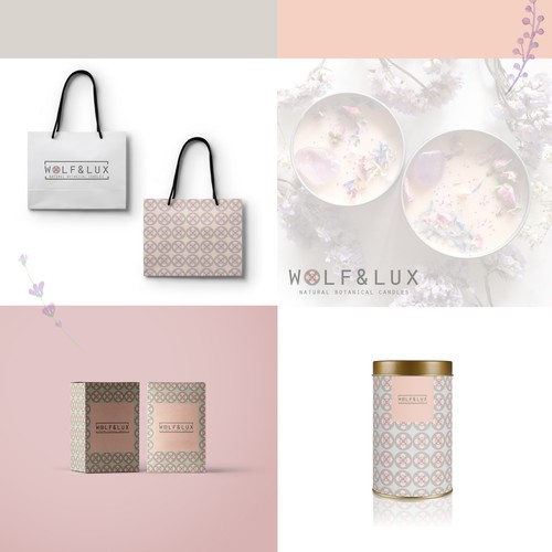 Candle logo with the title 'Natural botanical candles and bath products logo design'