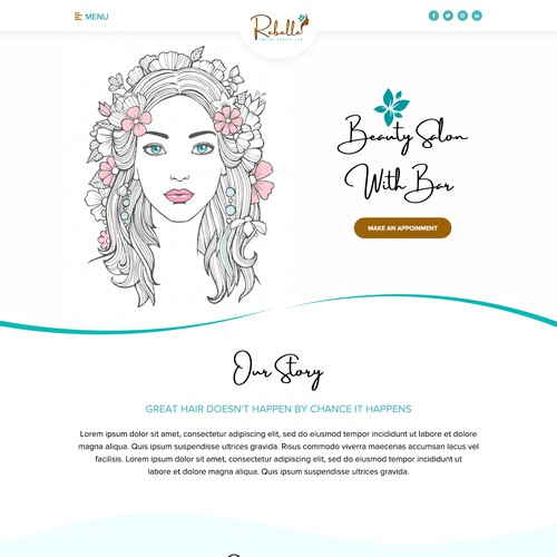 Spa website with the title 'Rebelle | Social Beauty Lab'