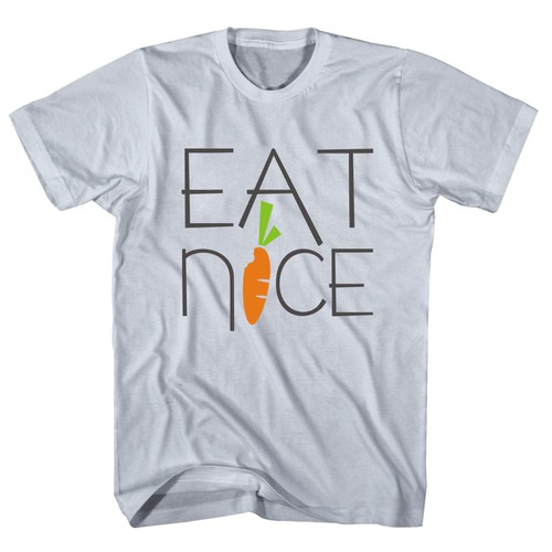 Vegetarian t-shirt with the title 'eat nice t shirt'