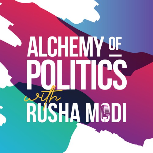 Podcast design with the title 'PODCAST: ALCHEMY OF POLITICS'