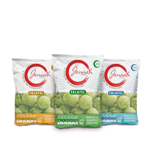 Watercolor packaging with the title 'Re-brand our food packaging range!'