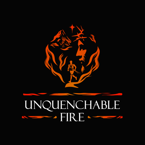 Flaming logo with the title 'Unquenchable Fire Logo Design'