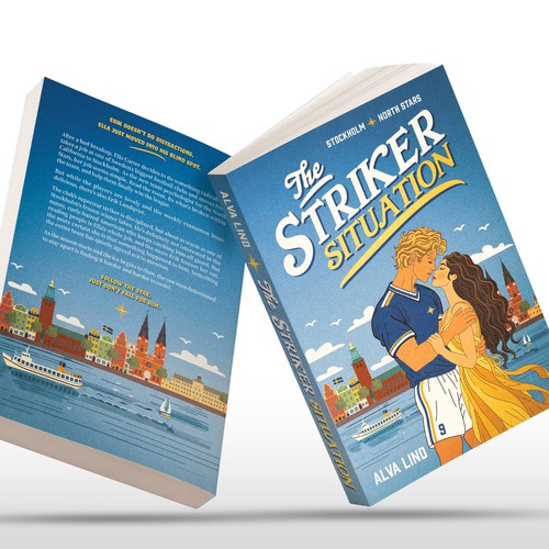 Sports book cover with the title 'The Striker Situation — Book Cover Design'