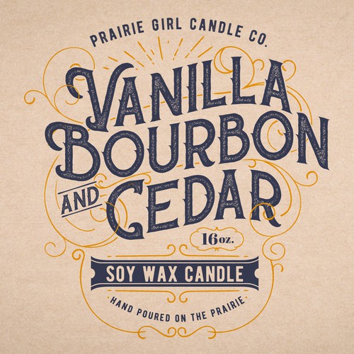 Flourishes design with the title 'wax candle label'