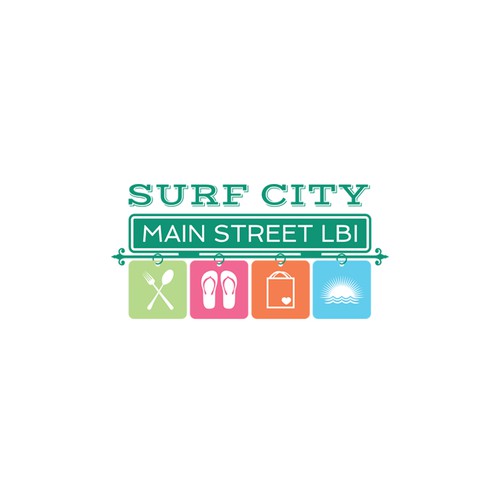 Tourism logo with the title 'Surf City: Main Street LBI'
