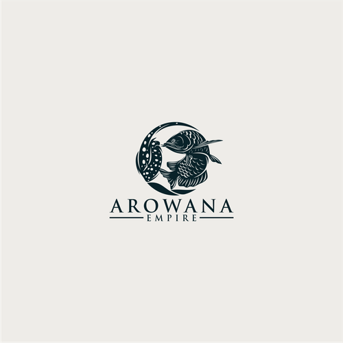 Aquarium design with the title 'AROWANA EMPIRE'