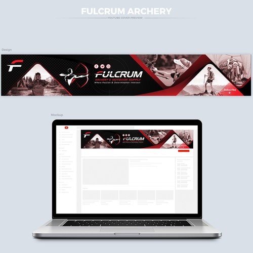 Archery design with the title 'Youtube cover for Fulcrum Brand.'