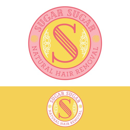 Light pink logo with the title 'Design a logo for a premium sugaring paste for hair removal'