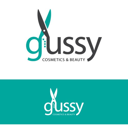Scissors logo with the title 'Gussy Cosmetics & Beauty'