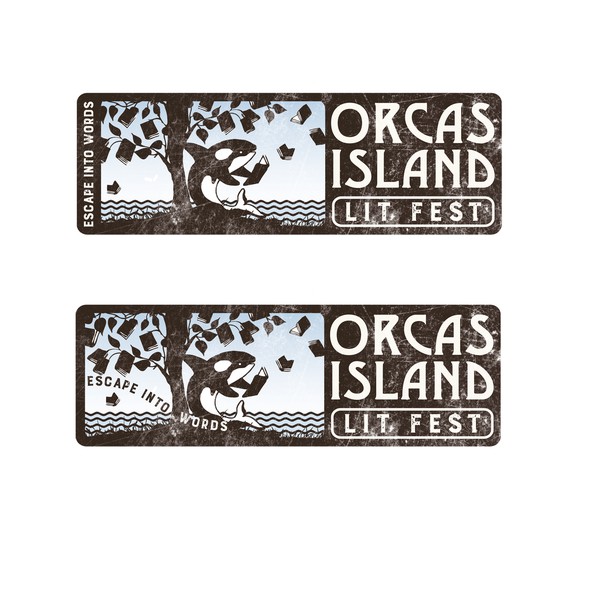 Orca logo with the title 'Lit Fest Orca Island Logo'