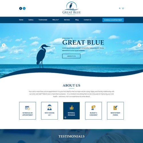 Homepage website with the title 'Dental Blue Homepage Design'