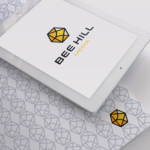 Honeycomb design with the title 'Logo designs for BeeHill Media'