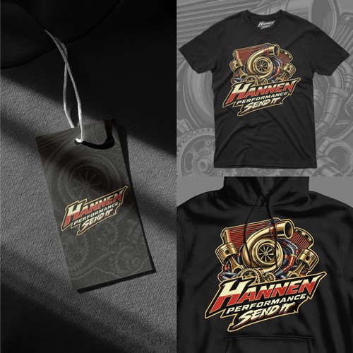 Engine design with the title 'Hannen t-shirt artwork'